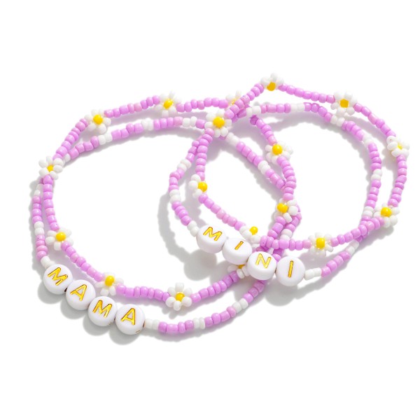 Wholesale mama Mini Stretch Bracelet Set Flower Beaded Details Mini Bracelets Di