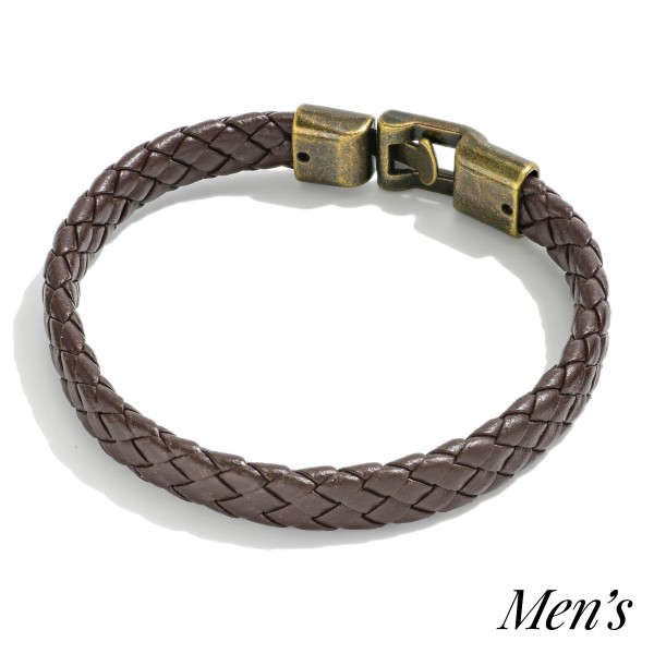 Wholesale mens Woven Leather Hook Closure Bracelet Diameter