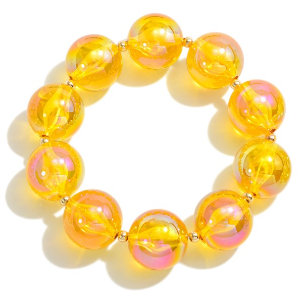 Wholesale chunky Circular Bead Stretch Bracelet Gold Accents Diameter