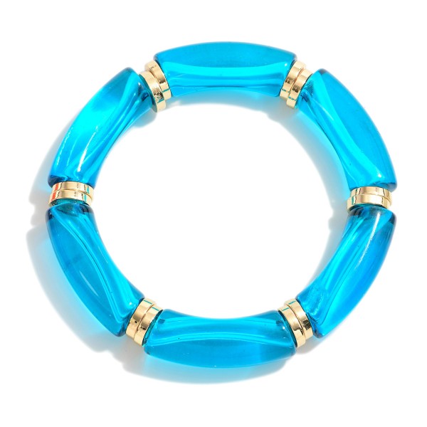 Wholesale translucent Acrylic Tube Bead Stretch Bracelet Gold Disk Accents Diame