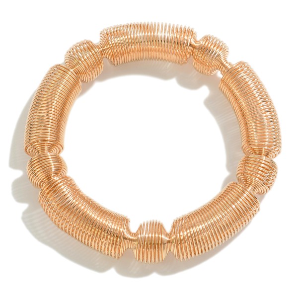 Metal Stretch Coil Bracelet With Taper Detail 

- Approximately 2.5" D