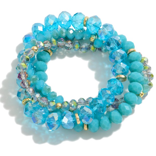 Wholesale set Four Faceted Beaded Stretch Bracelet Set D