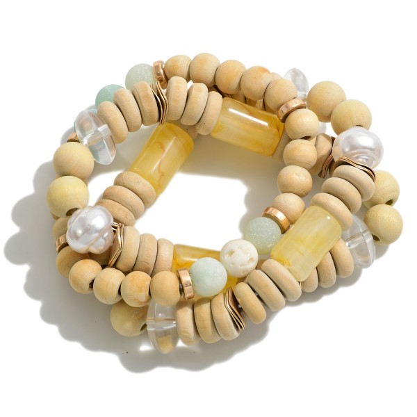 Wholesale set Beaded Stretch Bracelets Wood Stone Porcelain Beads Diameter