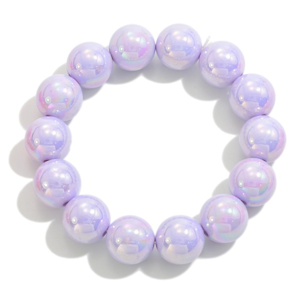 Wholesale chunky Pearlescent Beaded Stretch Bracelet L