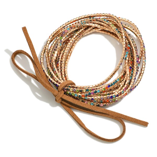 Wholesale set Twelve Dainty Rhinestone Crystal Studded Stretch Bracelets Leather