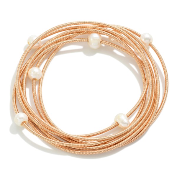Wholesale set Six Guitar String Stretch Bracelets Pearl Details D