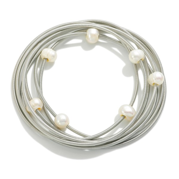 Wholesale set Six Guitar String Stretch Bracelets Pearl Details D