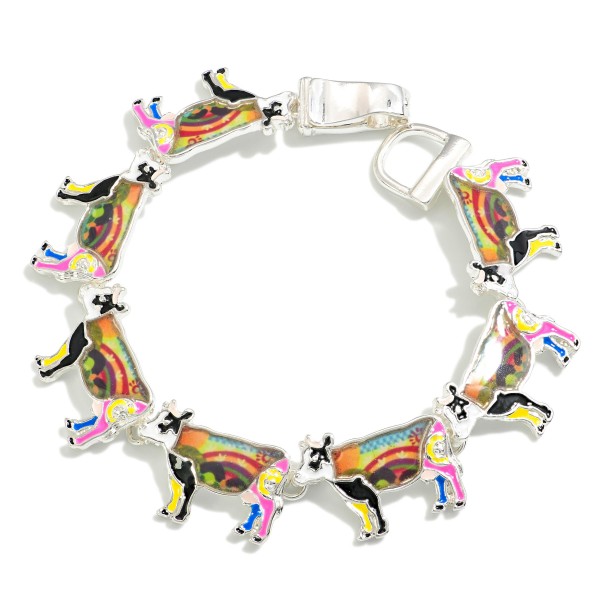 Multicolored Enamel & Resin Animal Bracelet 

- Approximately 7.5" Total Length 
- Magnetic Closure 