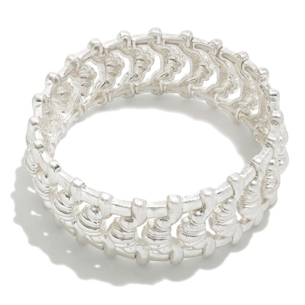 Linked Metal Ruffle Stretch Bracelet

- Approximately 2.5" D