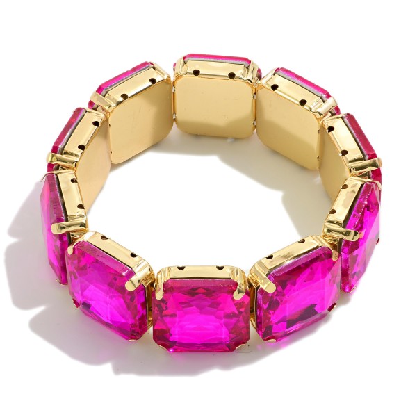 Wholesale square Cushion Cut Glass Stretch Bracelet D
