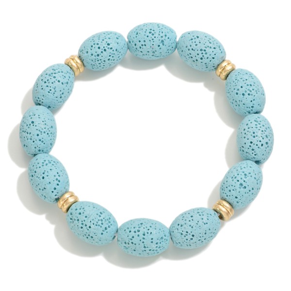 Wholesale dimpled Wood Beaded Stretch Bracelet D