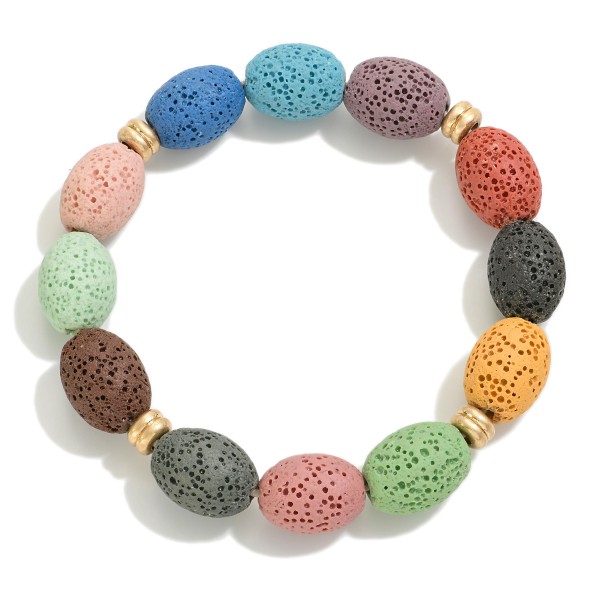 Wholesale dimpled Wood Beaded Stretch Bracelet D