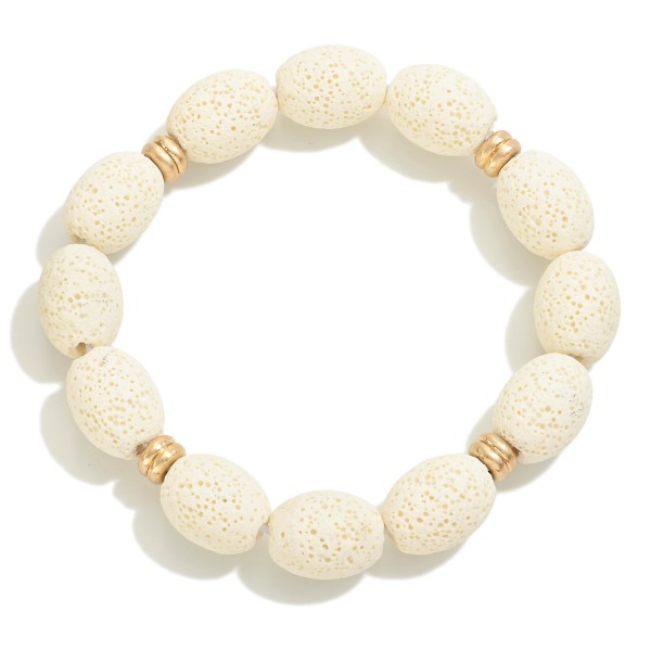 Wholesale dimpled Wood Beaded Stretch Bracelet D