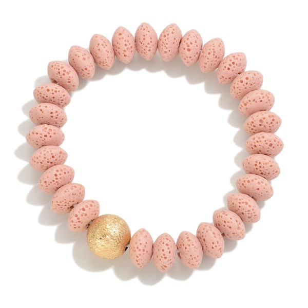 Wholesale dimpled Wood Beaded Stretch Bracelet D