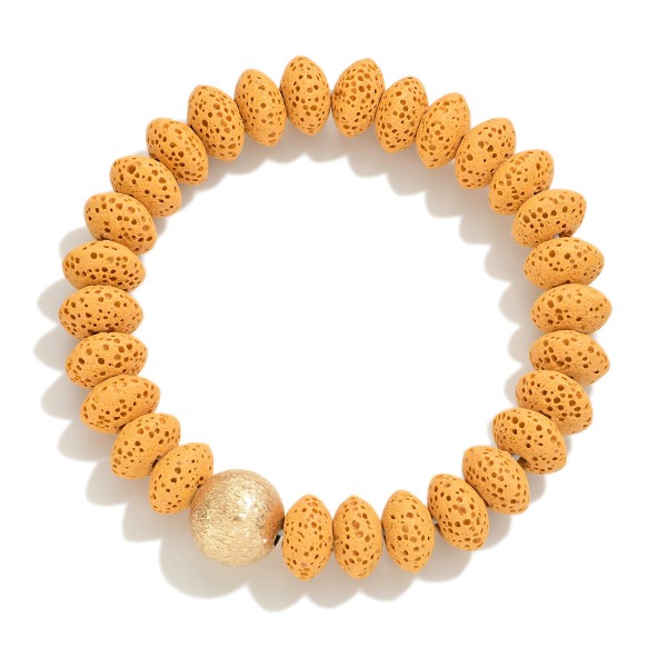 Wholesale dimpled Wood Beaded Stretch Bracelet D