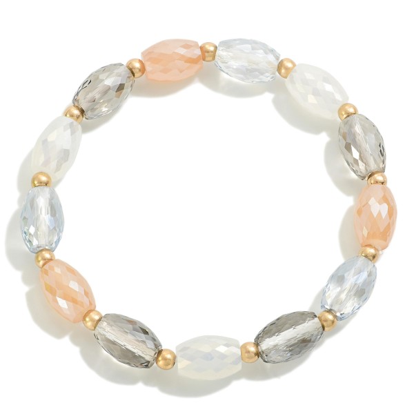 Faceted Beaded Stretch Bracelet With Gold Bead Accents

- Approximately 2.5" D 