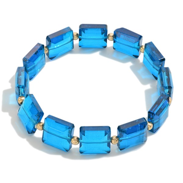 Wholesale abalone Square Glass Crystal Beaded Stretch Bracelet D