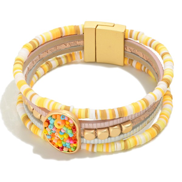 Wholesale multi Strand Heishi Bead Magnetic Bracelet L Magnetic Closure