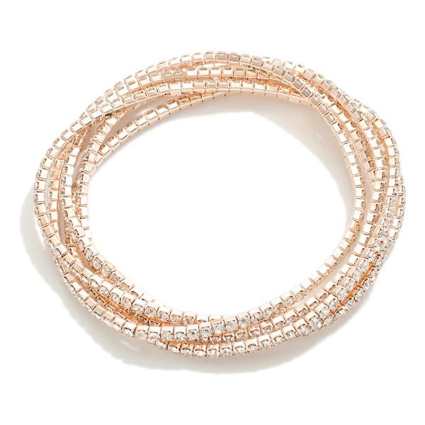 Wholesale set Five Linked Rhinestone Stretch Bracelets D