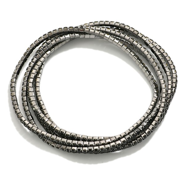 Set of Five Linked Rhinestone Stretch Bracelets
- Approximately 2.5" D