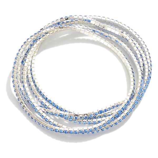 Wholesale set Five Linked Rhinestone Stretch Bracelets D