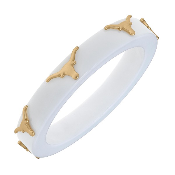 NCAA Officially Licensed  Resin Logo Bangle by Canvas Style 

- NCAA Officially Licensed 
- Nickel Free Base Metal with Worn Gold Plating
- Approximately 2.5" D