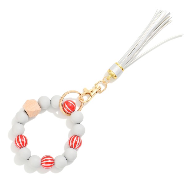 Wholesale multi Colored Holiday Beaded Bracelet Keyring Tassel One Fits Most L