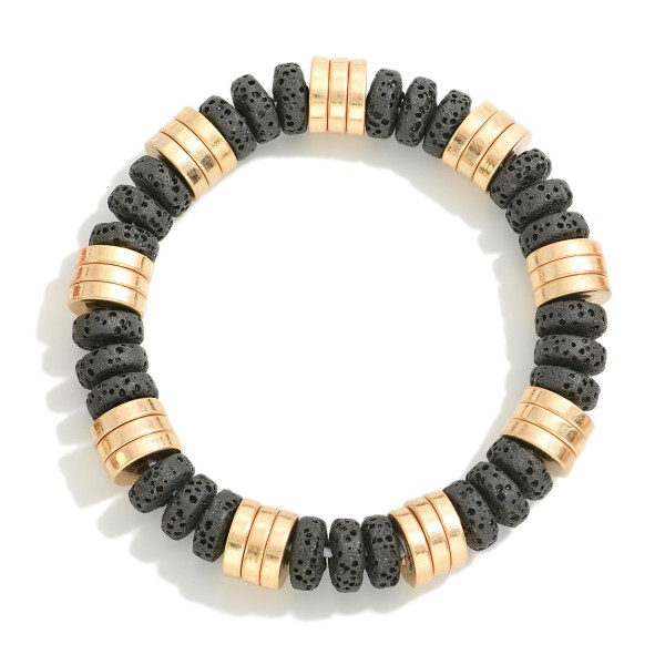 Wholesale lava Gold Beaded Stretch Bracelet Diameter