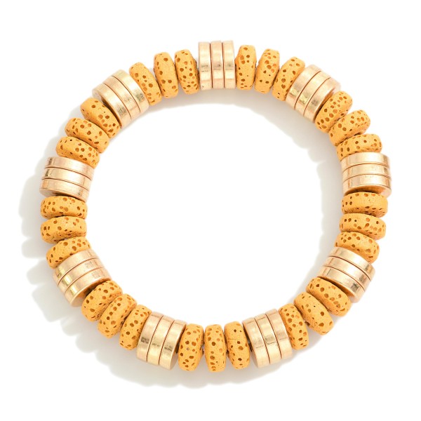 Wholesale lava Gold Beaded Stretch Bracelet Diameter