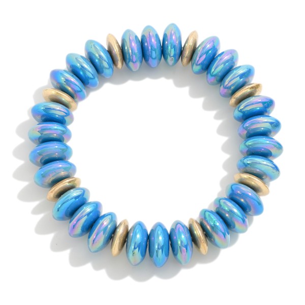 Pearlescent Rondelle Beaded Stretch Bracelet 

- Approximately 2.5" D