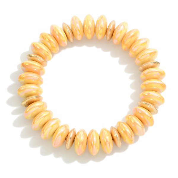 Wholesale pearlescent Rondelle Beaded Stretch Bracelet D