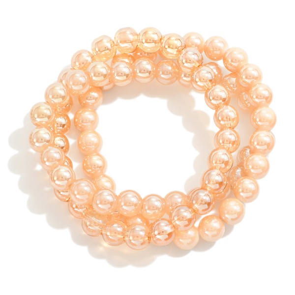 Wholesale set Three Pearlescent Beaded Stretch Bracelets D