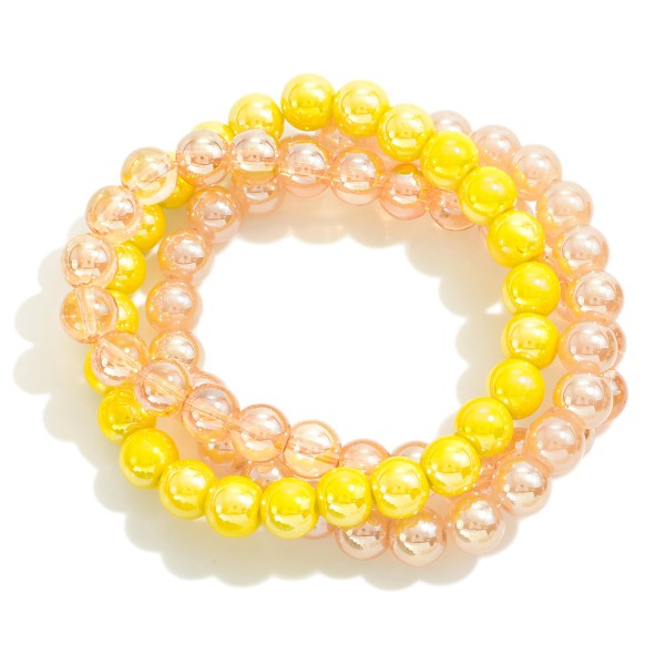 Wholesale set Three Pearlescent Beaded Stretch Bracelets D