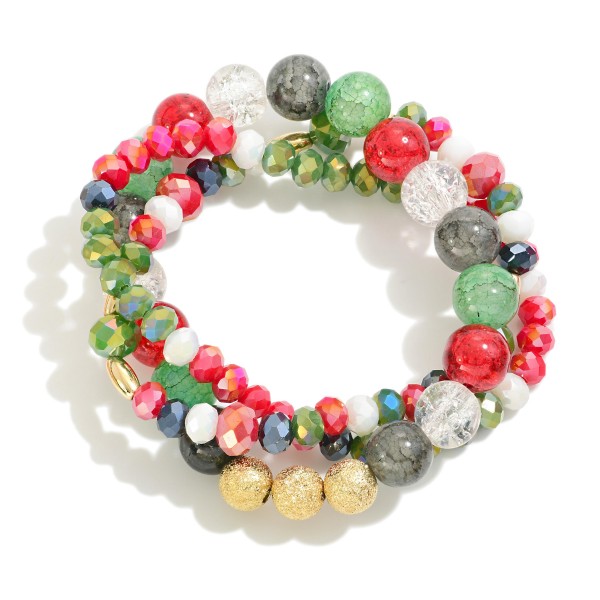 Wholesale set Three Mixed Bead Stretch Bracelets Bubble Beads D