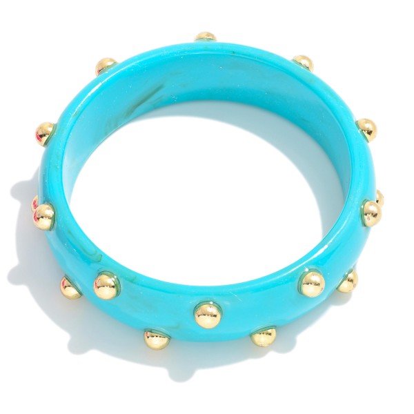 Resin Acetate Bangle Bracelet With Gold Tone Stud Accents

- Approximately 2.5" D