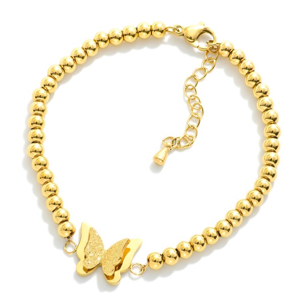 Wholesale metal Beaded Bracelet Glitter Butterfly Station L Extender L