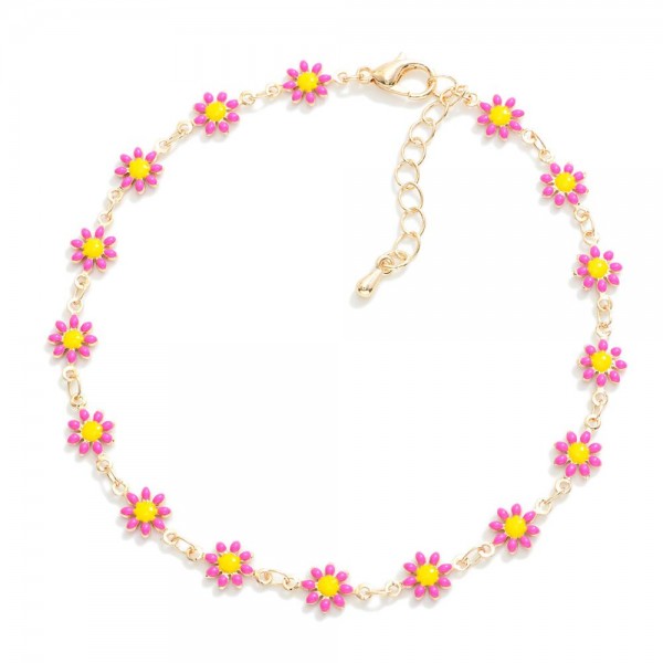 Chain Link Flower Anklet 

- Approximately 4" D
- Extender 2.5" L