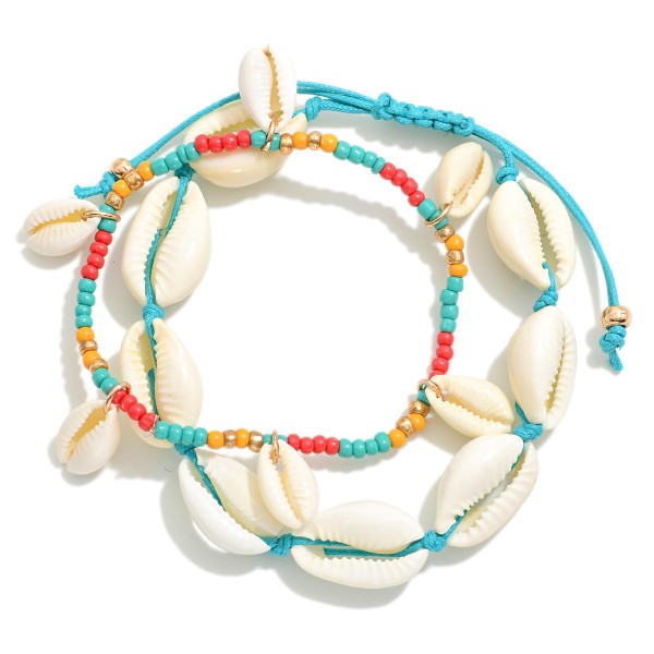 Wholesale set Two Bracelets Cowrie Shell Friendship Bracelet Beaded Stretch Brac