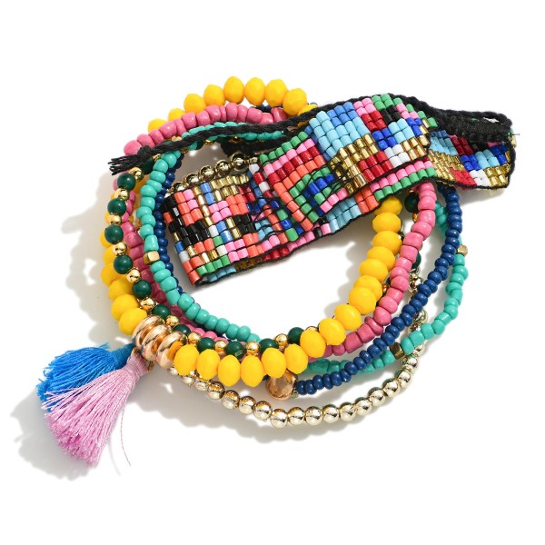 Wholesale set Seven Beaded Bracelets Beaded Stretch Bracelets Seed Bead Boho Fri