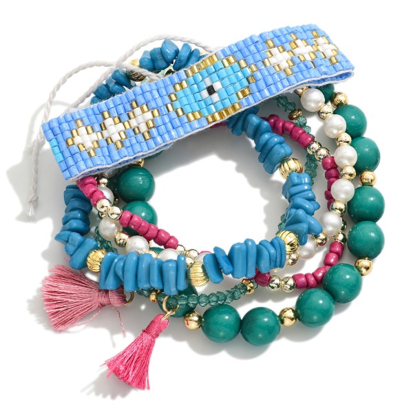 Wholesale set Six Stackable Bracelets Beaded Stretch Bracelets Seed Bead Friends