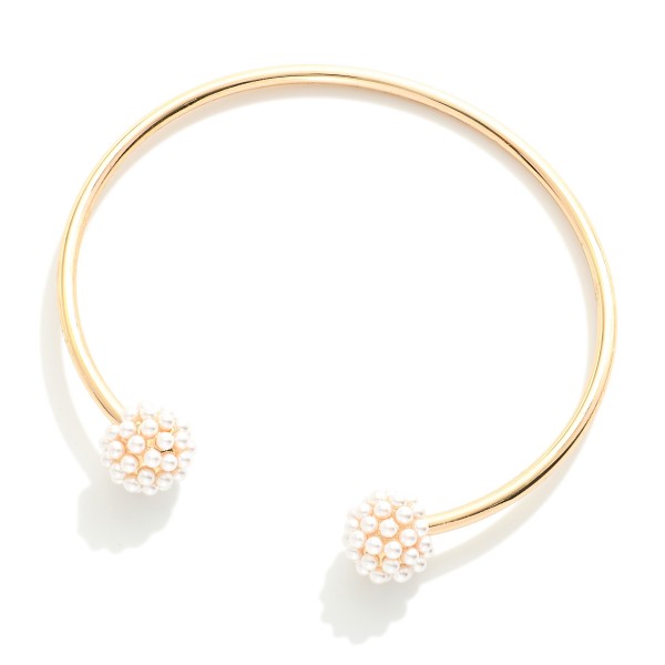 Wholesale gold Metal Cuff Bracelet Pearl Cluster End Caps D