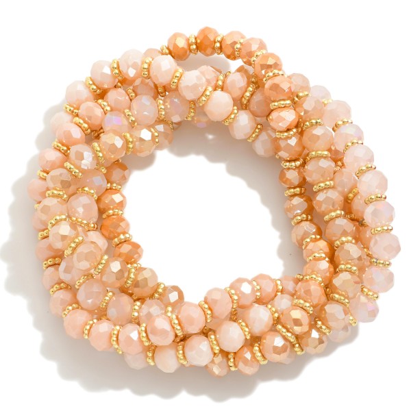 Wholesale set Five Faceted Bead Stretch Bracelets D