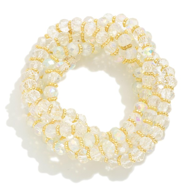 Wholesale set Five Faceted Bead Stretch Bracelets D