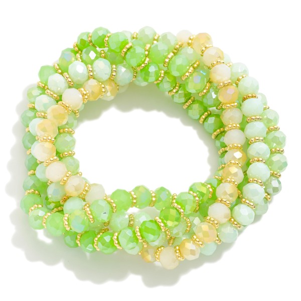 Wholesale set Five Faceted Bead Stretch Bracelets D