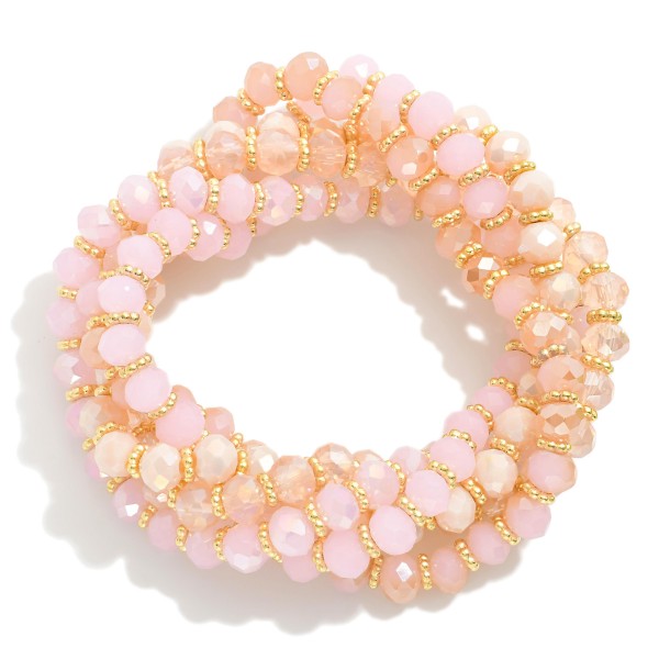 Wholesale set Five Faceted Bead Stretch Bracelets D