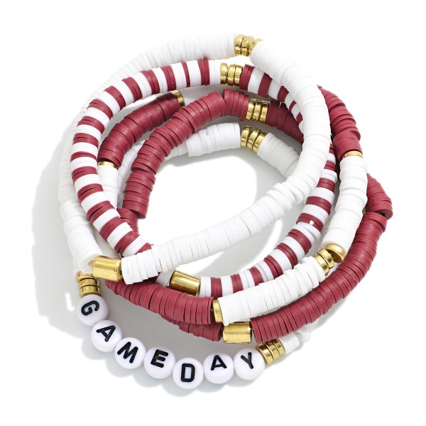 Wholesale set Five Game Day Heishi Beaded Bracelets D