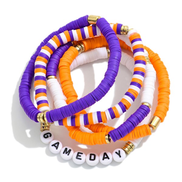 Wholesale set Five Game Day Heishi Beaded Bracelets D