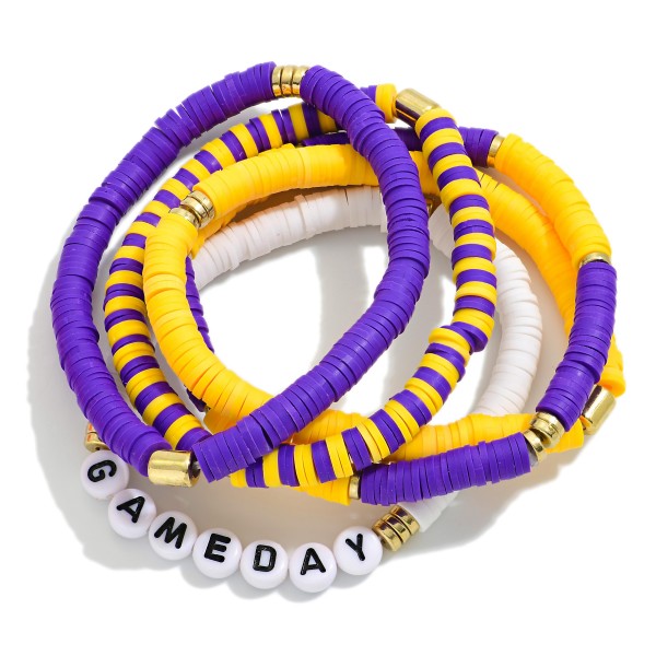 Wholesale set Five Game Day Heishi Beaded Bracelets D