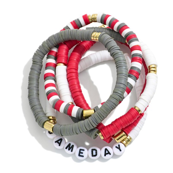 Wholesale set Five Game Day Heishi Beaded Bracelets D