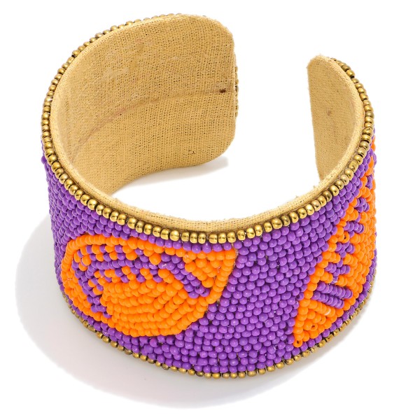 Wholesale seed Bead Game Day Football Cuff Bracelet D